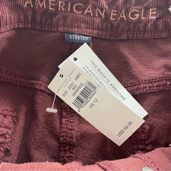 NWT American Eagle Women’s Size 12 Maroon Corduroy Short Mom Skort Preppy Fall - Picture 6 of 13